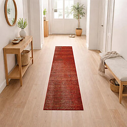 UnAmourDeTapis Tapis berbère de couloir 80x300 tissé motif ethnic LYN1 CHILA rouge