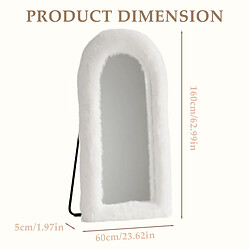 ZMH Miroir sur pied 160x60 Cm Grand Miroir Pleine Longueur blanc