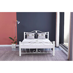 Acheter Homy France Lit métal blanc 160x200 cm HERCULE