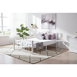 Avis Homy France Lit métal blanc 140x190 cm avec sommier HERCULE
