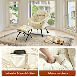 Avis ByteLike Fauteuil lounge en velours blanc cassé