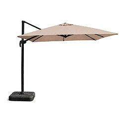 Concept Usine Parasol carré 3x3 déporté rotatif taupe en aluminium PALATINO