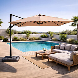 Concept Usine Parasol carré 3x3 déporté rotatif taupe en aluminium PALATINO