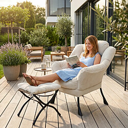 ByteLike Fauteuil lounge en velours blanc cassé pas cher