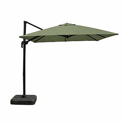 Concept Usine Parasol carré 3x3 déporté rotatif vert en aluminium PALATINO