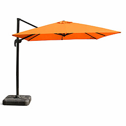 Concept Usine Parasol carré 3x3 déporté rotatif orange en aluminium PALATINO