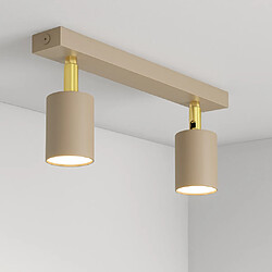 Kaja Plafonnier beige/or MATI, 2 spots GU10 orientables 2x10W pas cher