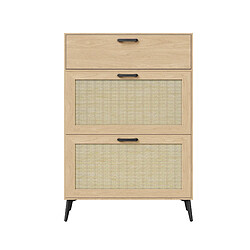MEXUS Meuble à Chaussures avec 3 Portes, Armoire à Chaussures, Étagères Réglables, 80x24x114cm pas cher