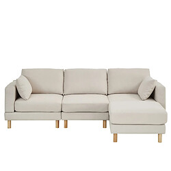 STILVORA Canapé d'angle 235/152/78 cm beige en polyester avec méridienne modulable pas cher
