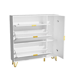 MEXUS Meuble à Chaussures Slim 110x24x118.5cm, Armoire à Chaussures Blanche avec 3 Tiroirs pas cher