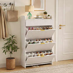 Acheter MEXUS Meuble à Chaussures avec 3 Abattants et 2 Tiroirs, Armoire à Chaussures, 77x24x133cm, Blanc
