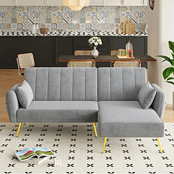 Acheter STILVORA Canapé convertible d’angle 191,5/130,5/80 cm gris en velours avec dossier inclinable