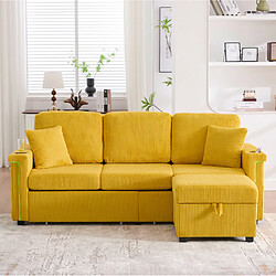Acheter STILVORA Canapé modulable 194/73/81 cm jaune moutarde en velours côtelé avec LED et USB-C