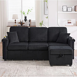 Avis STILVORA Canapé modulable 194/73/81 cm noir en velours côtelé avec éclairage LED