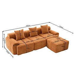 STILVORA Canapé d'angle modulable 268/102/78 cm orange en tissu sans montage pas cher