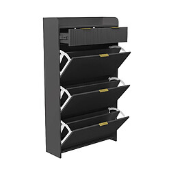 MEXUS Meuble à Chaussures avec 3 Abattants et 2 Tiroirs, Armoire à Chaussures, 77x24x133cm, Noir pas cher