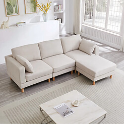 Avis STILVORA Canapé d'angle 235/152/78 cm beige en polyester avec méridienne modulable