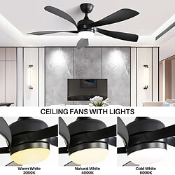 Avis ByteLike Ventilateur de plafond 52 pouces à 5 pales imitation bois noir