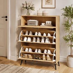 Acheter MEXUS Meuble à Chaussures avec 3 Portes, Armoire à Chaussures, Étagères Réglables, 80x24x114cm