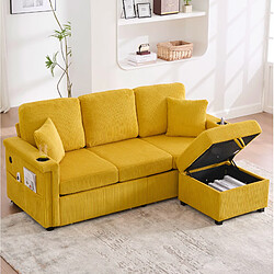 Avis STILVORA Canapé modulable 194/73/81 cm jaune moutarde en velours côtelé avec LED et USB-C