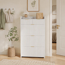 Avis MEXUS Meuble à Chaussures avec 3 Abattants et 2 Tiroirs, Armoire à Chaussures, 77x24x133cm, Blanc