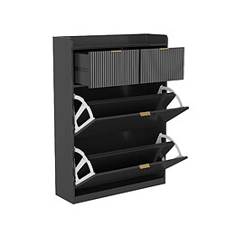 MEXUS Meuble à Chaussures Slim, Armoire à Chaussures avec 2 Tiroirs, 80x24x110cm, Noir pas cher