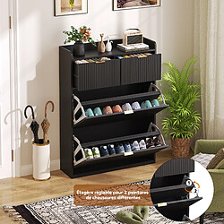 Acheter MEXUS Meuble à Chaussures Slim, Armoire à Chaussures avec 2 Tiroirs, 80x24x110cm, Noir