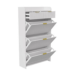 MEXUS Meuble à Chaussures avec 3 Abattants et 2 Tiroirs, Armoire à Chaussures, 77x24x133cm, Blanc pas cher