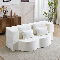 Avis STILVORA Canapé de sol blanc en mousse et ressorts pliable sans montage