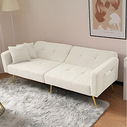 Avis STILVORA Canapé convertible 175/64/72 cm blanc en sherpa avec dossier réglable et poches