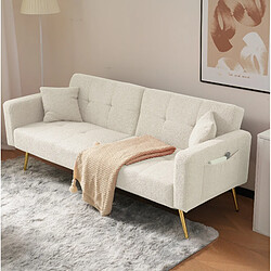 Acheter STILVORA Canapé convertible 175/64/72 cm blanc en sherpa avec dossier réglable et poches