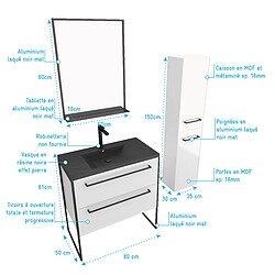 Acheter Aurlane Ensemble meuble salle de bain 80 cm avec colonne