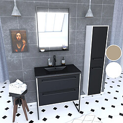Aurlane Ensemble meuble salle de bain 80 cm avec colonne pas cher