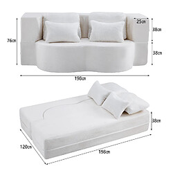 STILVORA Canapé de sol blanc en mousse et ressorts pliable sans montage pas cher