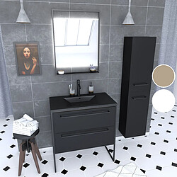 Aurlane Ensemble meuble salle de bain 80 cm avec colonne pas cher