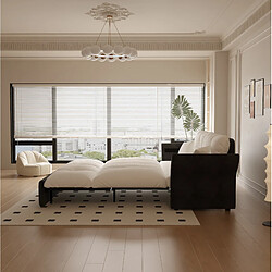 Avis STILVORA Canapé-lit 190/85/91 cm beige et blanc en velours avec fonction 3-en-1