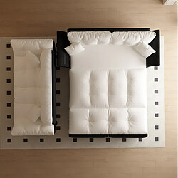 Acheter STILVORA Canapé-lit 190/85/91 cm beige et blanc en velours avec fonction 3-en-1