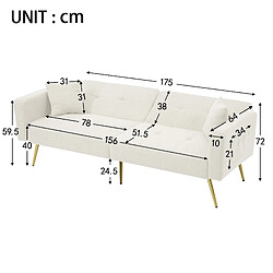 STILVORA Canapé convertible 175/64/72 cm blanc en sherpa avec dossier réglable et poches pas cher