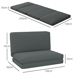 STILVORA Canapé de sol 138/90/70 cm gris foncé en polyester convertible 3-en-1 pas cher