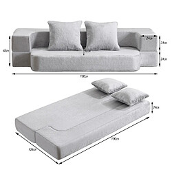 STILVORA Canapé convertible 2 places gris clair en mousse sans montage pas cher