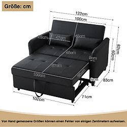 STILVORA Canapé-lit 156/100 cm noir antique en PU avec dossier réglable 3 positions pas cher
