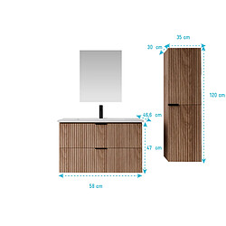 Aurlane Ensemble meuble salle de bain 60 cm avec colonne pas cher