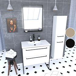 Aurlane Ensemble meuble salle de bain 80 cm avec colonne pas cher
