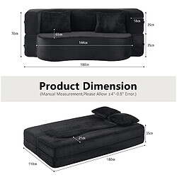 STILVORA Canapé futon noir en mousse haute densité convertible pliable sans montage pas cher