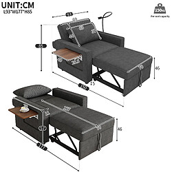 STILVORA Fauteuil convertible 150/93/85 cm gris en velours côtelé avec USB et dossier réglable pas cher