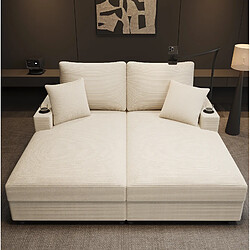 Acheter STILVORA Canapé convertible 163/140/82 cm beige en velours côtelé avec USB et porte-gobelets