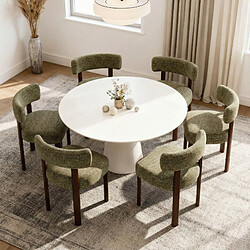 Acheter Smartue Lot de 4 chaises de salle à manger en bois massif vert, tissu bouclé