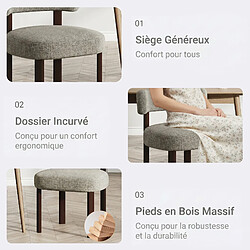 Smartue Lot de 4 chaises de salle à manger en bois massif camel, tissu bouclé pas cher