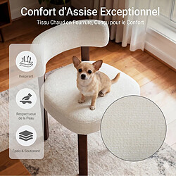 Acheter Smartue Lot de 4 chaises de salle à manger en bois massif beige, tissu bouclé