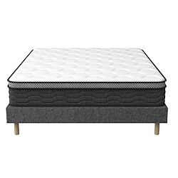 Acheter DEWINNER Sommier tapissé gris 160x200 + matelas ressorts ensachés 25 cm, 9 pieds fournis